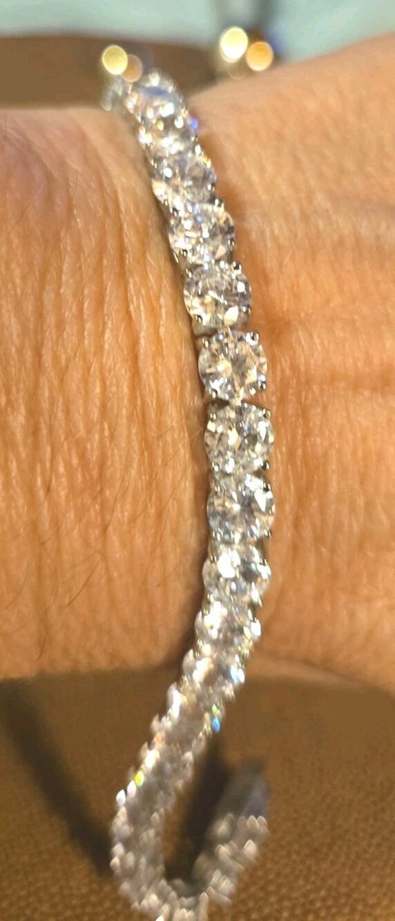 Chunky Rhinestone Tennis Bracelet Silver Tone Clear Crystal Prom Wedding 7.5